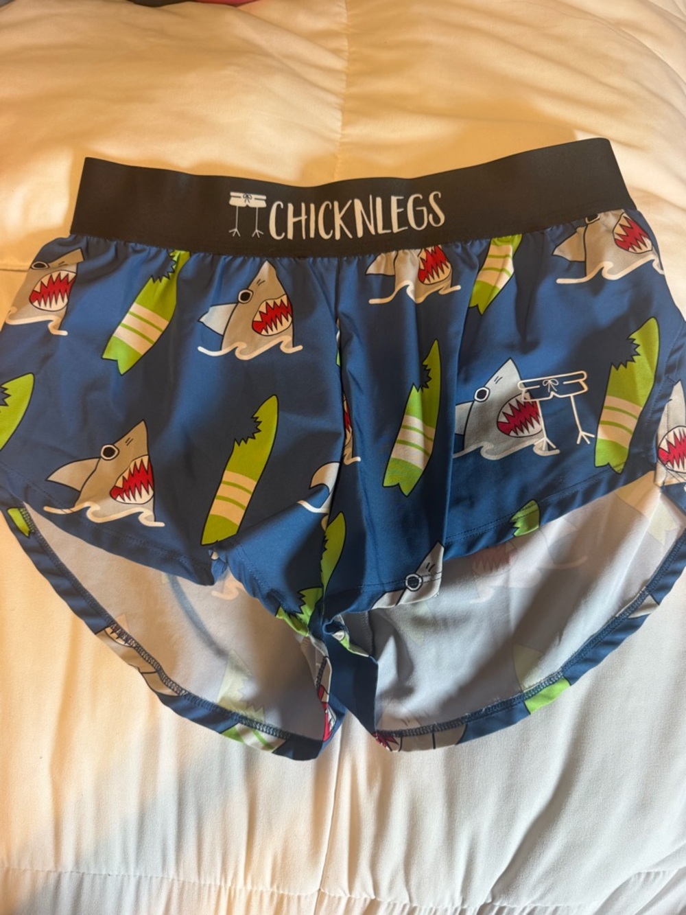 Chicknlegs Women's Navy Shark & Surf Athletic Shorts